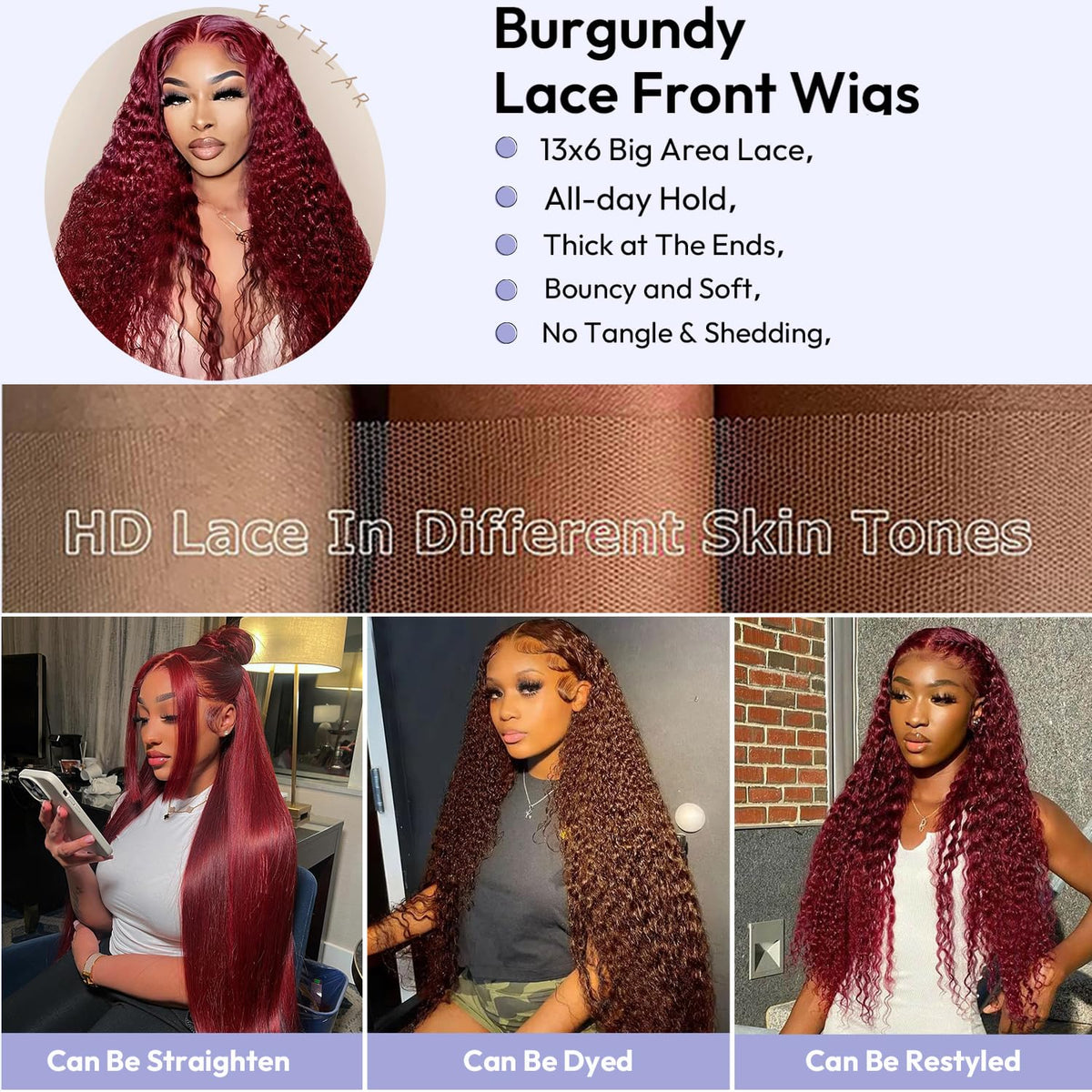 Estilar pre-plucked baby hairs create a natural hairline and easy styling.