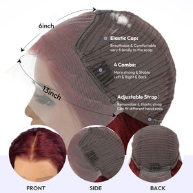 Estilar red wine shade wig adds bold flair with natural movement.