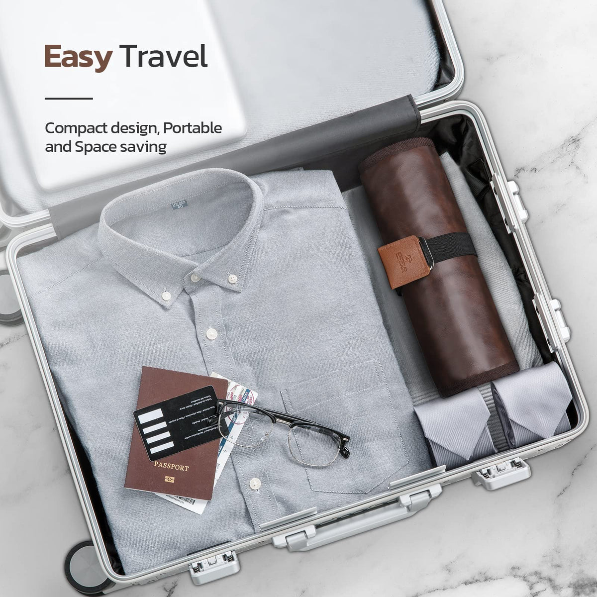 Estour Toiletry Bag in travel scenario demonstrates versatile use
