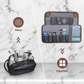 Estour Toiletry Bag hanging with grommets enables quick bathroom access
