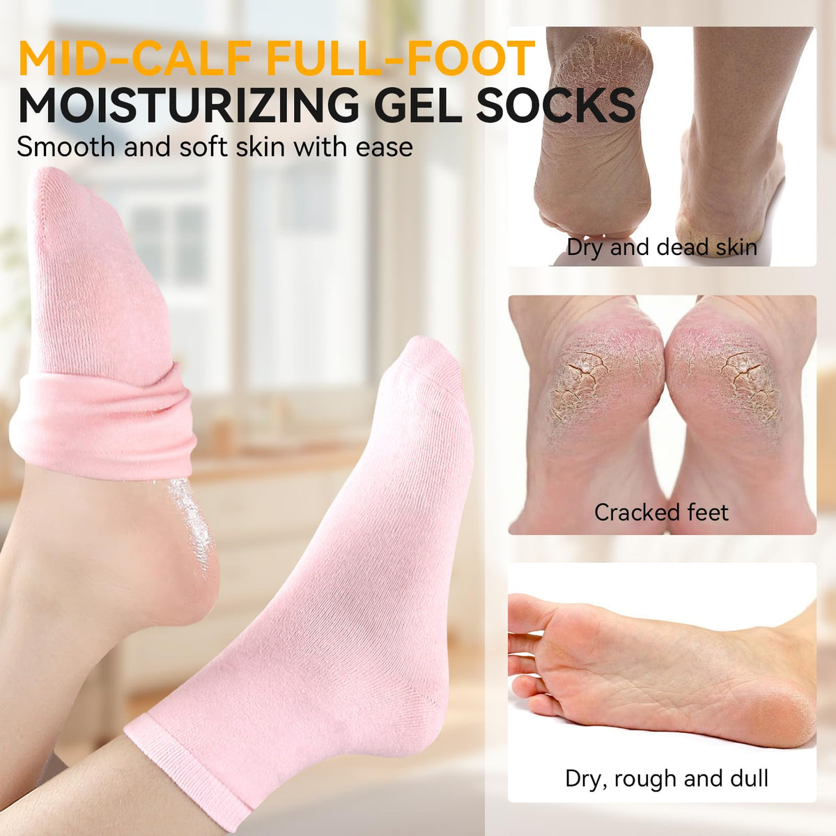 ESUOHYM Moisturizing Socks beige extend above ankle for even hydration