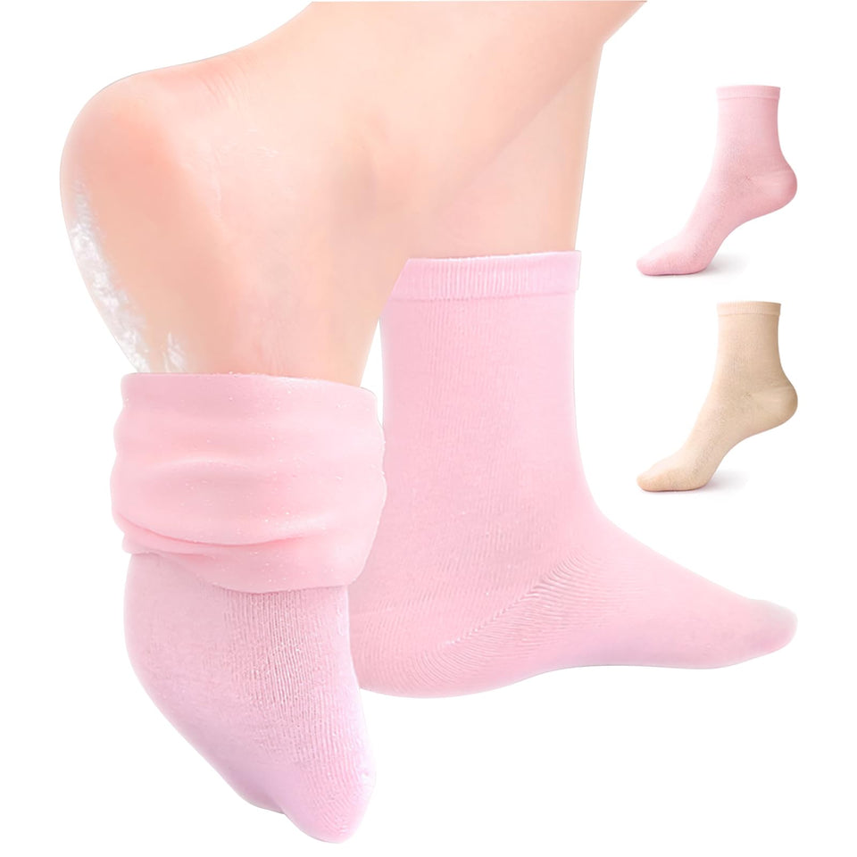 ESUOHYM Moisturizing Socks pink extend above ankle for full heel hydration