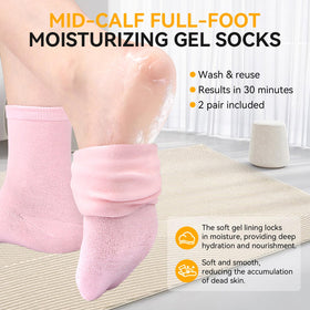 ESUOHYM Moisturizing Socks packaging shows two-pair set and soft outer fabric