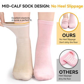 ESUOHYM socks worn on foot highlight extended coverage and comfort