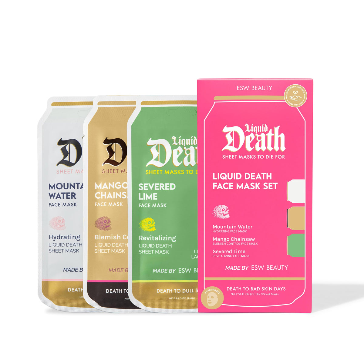ESW Beauty Liquid Death trio pack for a hydrating skin refresh