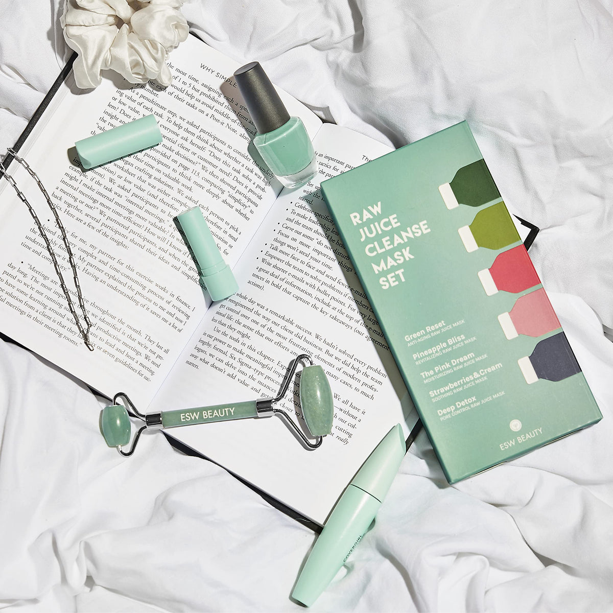 ESW Beauty Raw Juice Mask ingredients-watermelon-kale-charcoal show natural actives for refreshed skin