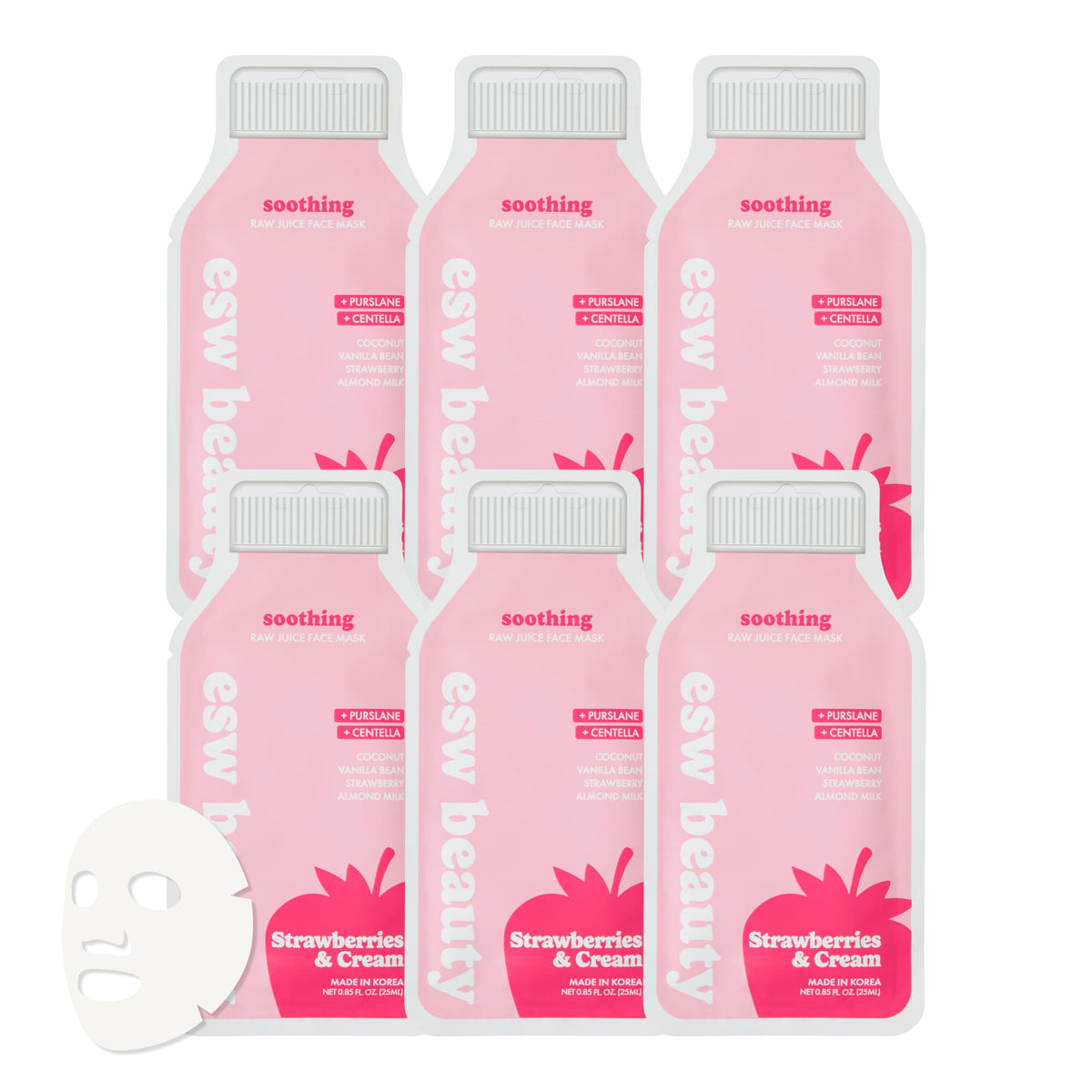 ESW Beauty Strawberries & Cream face mask pack soothes sensitive skin and hydrates.