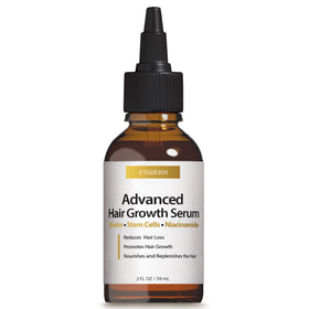 ETADERM Advanced Hair Growth Serum bottle on a clean surface showing premium packaging for growth support