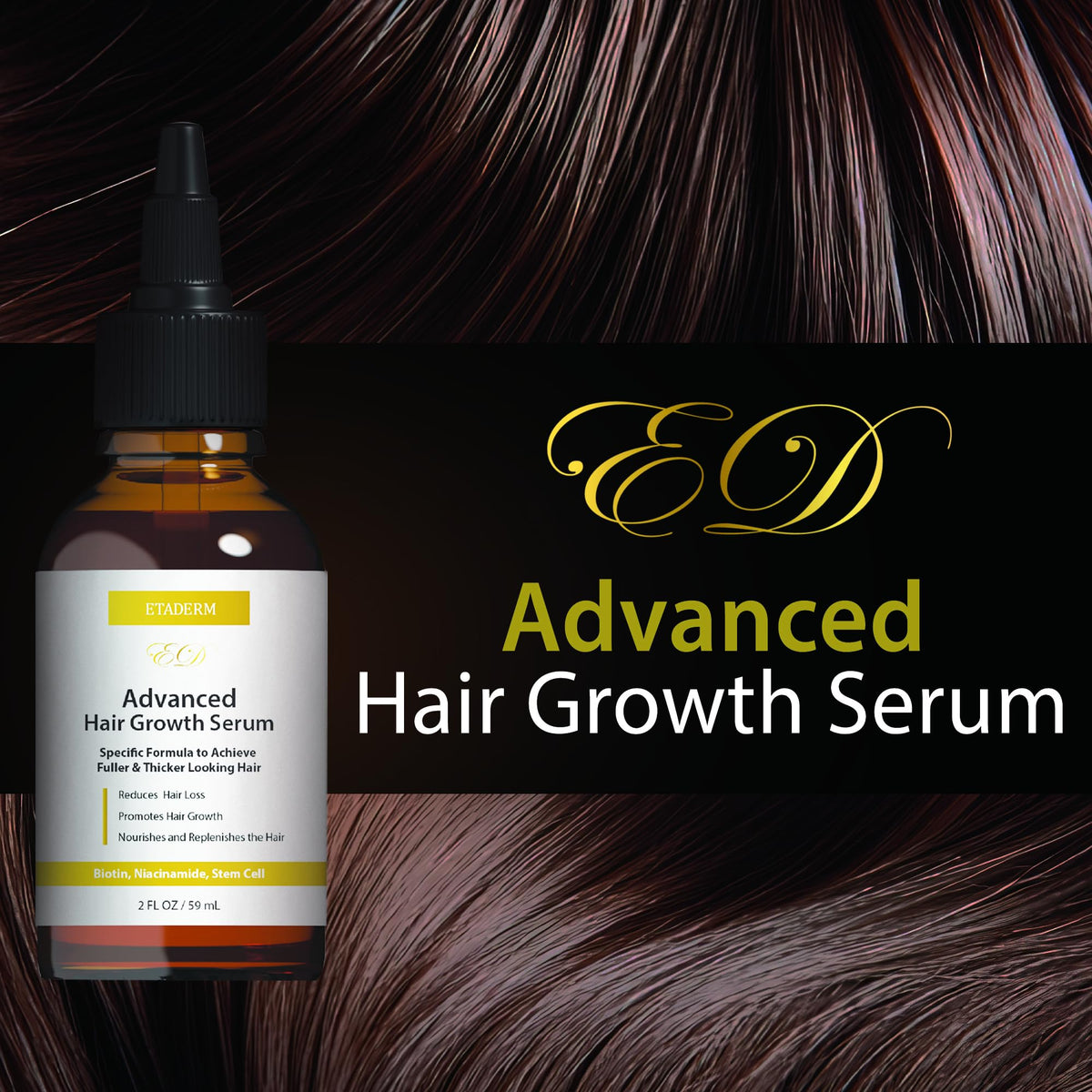 ETADERM hair-growth-serum-pump in use delivering controlled scalp application