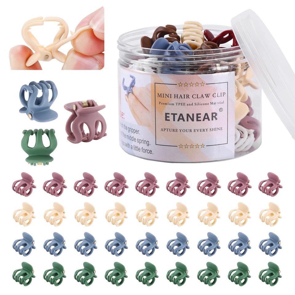 ETANEAR 36-piece small hair claw set in a compact box for on-the-go styling.