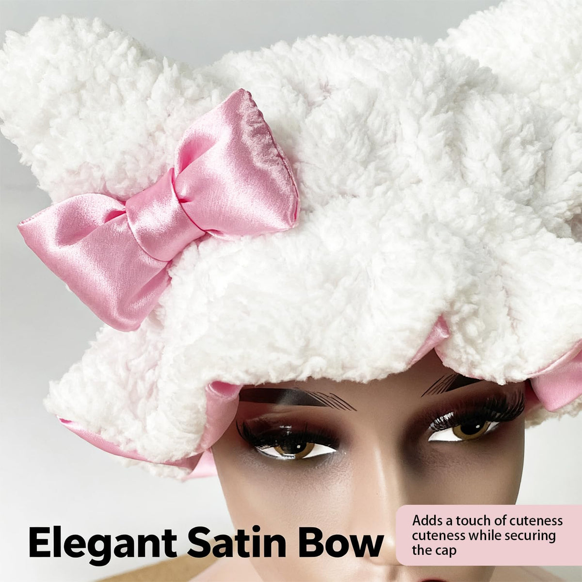 Etcial adjustable no-slip bonnet provides secure fit through the night.