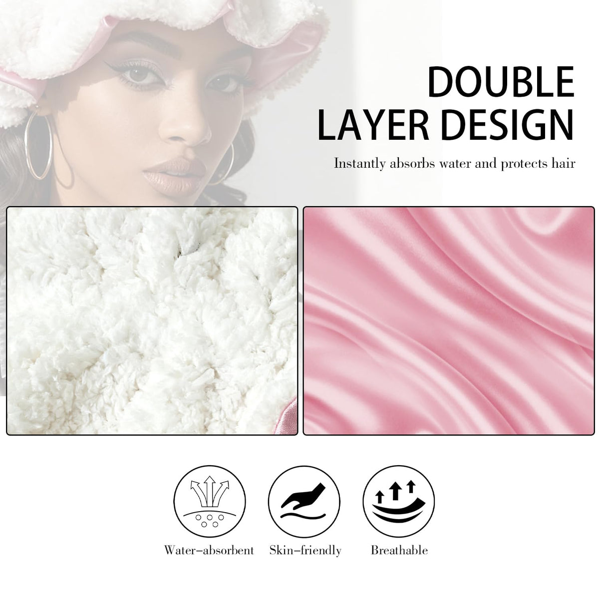 Etcial double-sided satin lining reduces friction and frizz while you sleep