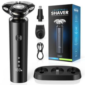 ETENTOUS electric razor face close-up for precise contour shaving.
