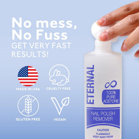 Cotton ball with Eternal remover for at-home nail polish removal.
