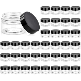 Eternal Moment 1oz round clear plastic jar with lid for easy viewing.