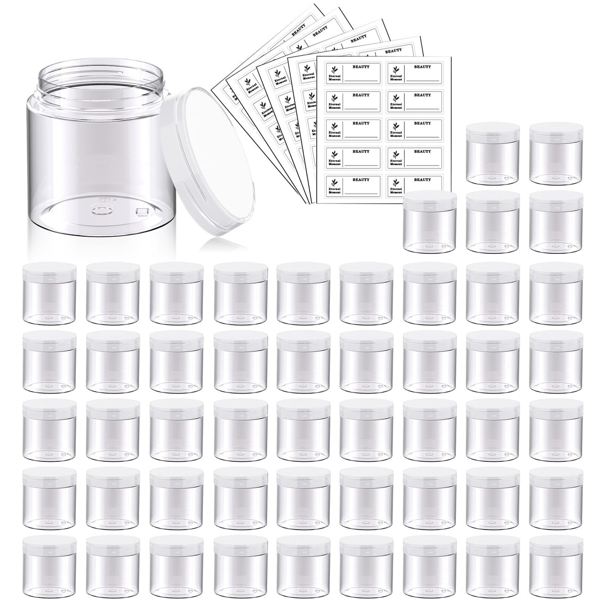Eternal Moment 2oz clear jar with lid for organized cosmetic storage.