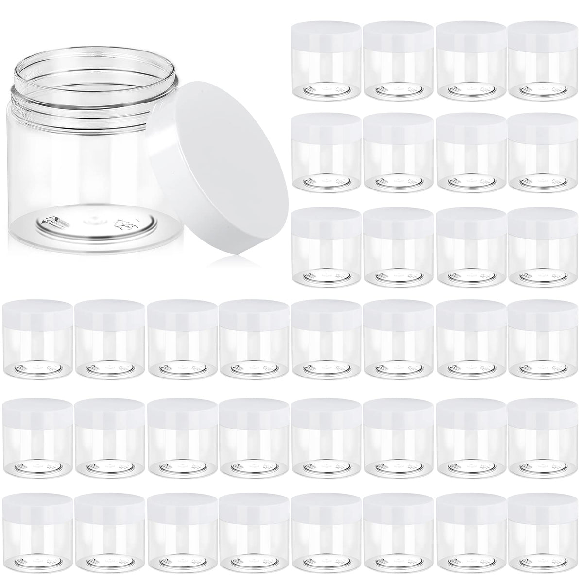 Eternal Moment 6oz clear plastic jar with white lid for cosmetics storage.