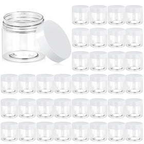 Eternal Moment 6oz clear plastic jar with white lid for cosmetics storage.