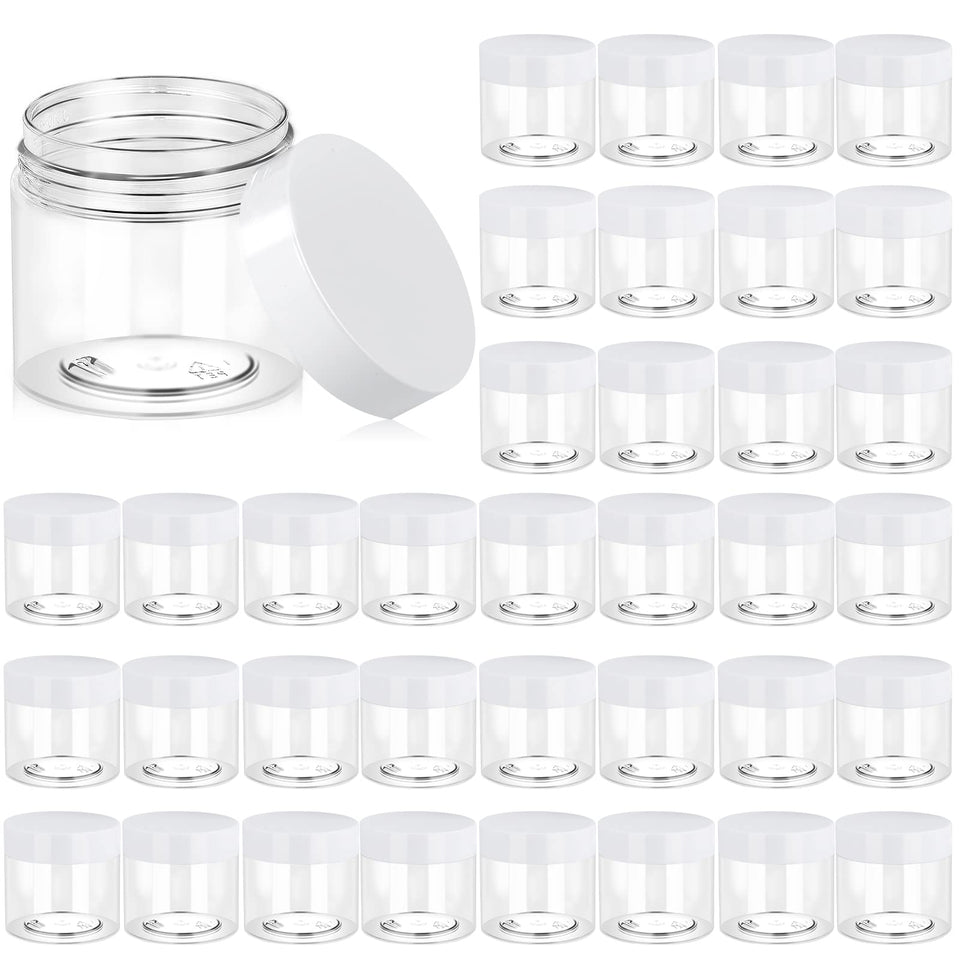 Eternal Moment 6oz clear plastic jar with white lid for cosmetics storage.