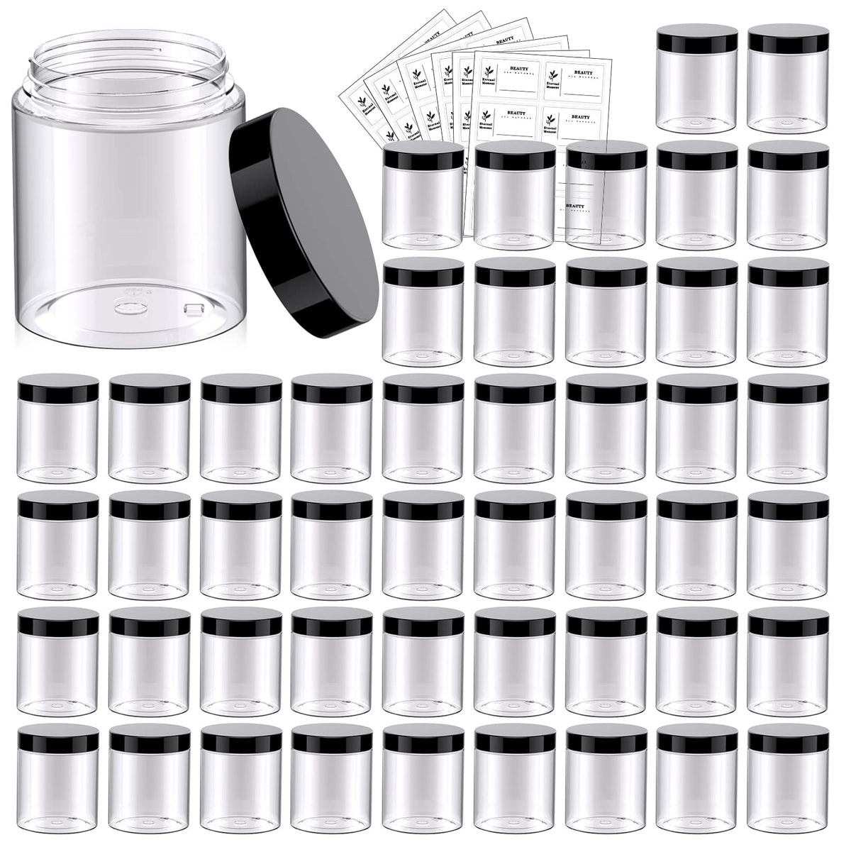 Eternal Moment 8oz jar with black lid for secure cosmetic storage