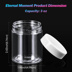 Eternal Moment clear jars with white lids showcase contents and resist leakage
