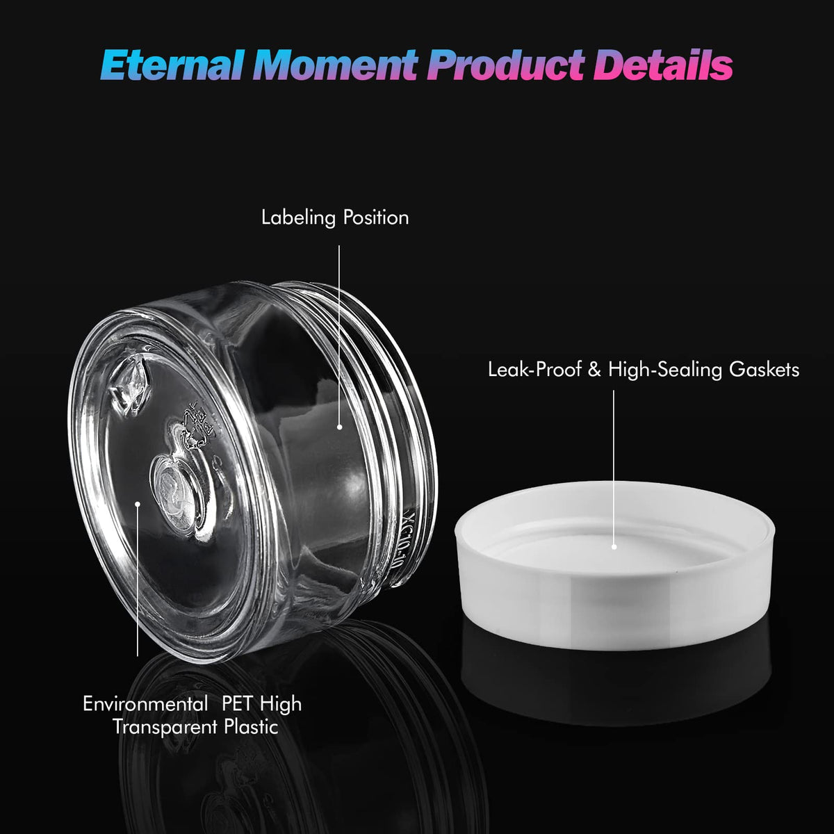 Eternal Moment leakproof airtight lid with foam seal keeps contents secure during travel.