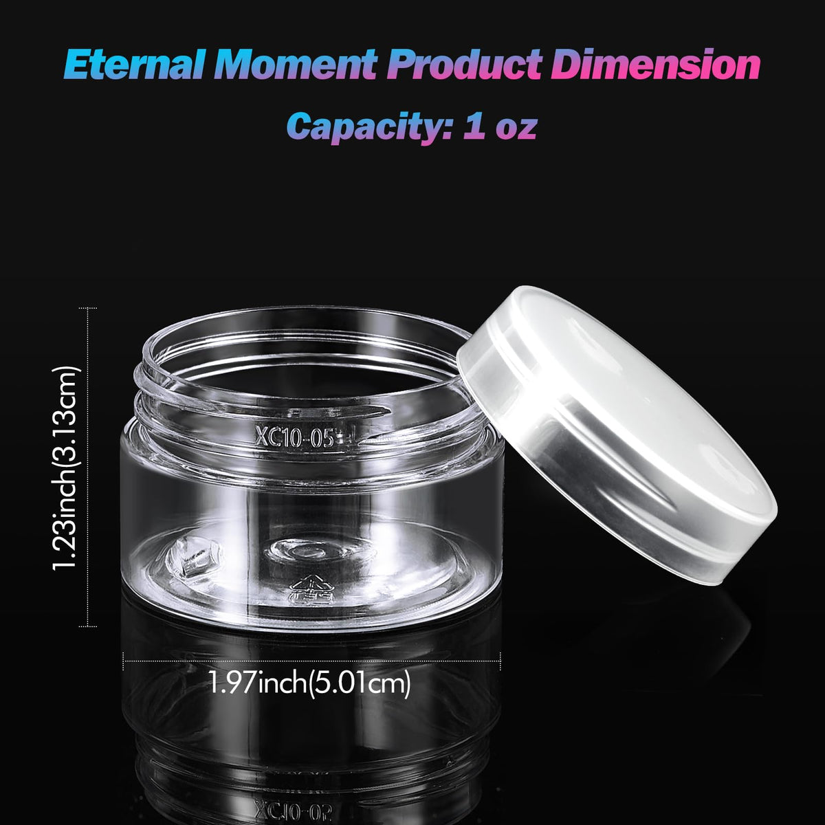 Eternal Moment round PET cosmetic containers showing contents clearly for demos