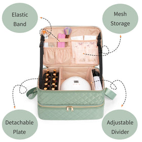 Ethereal Nail Polish Organizer Case sturdy top handle and optional shoulder strap for easy carry