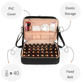 Ethereal organizer case lower compartment stores bottles and tools securely