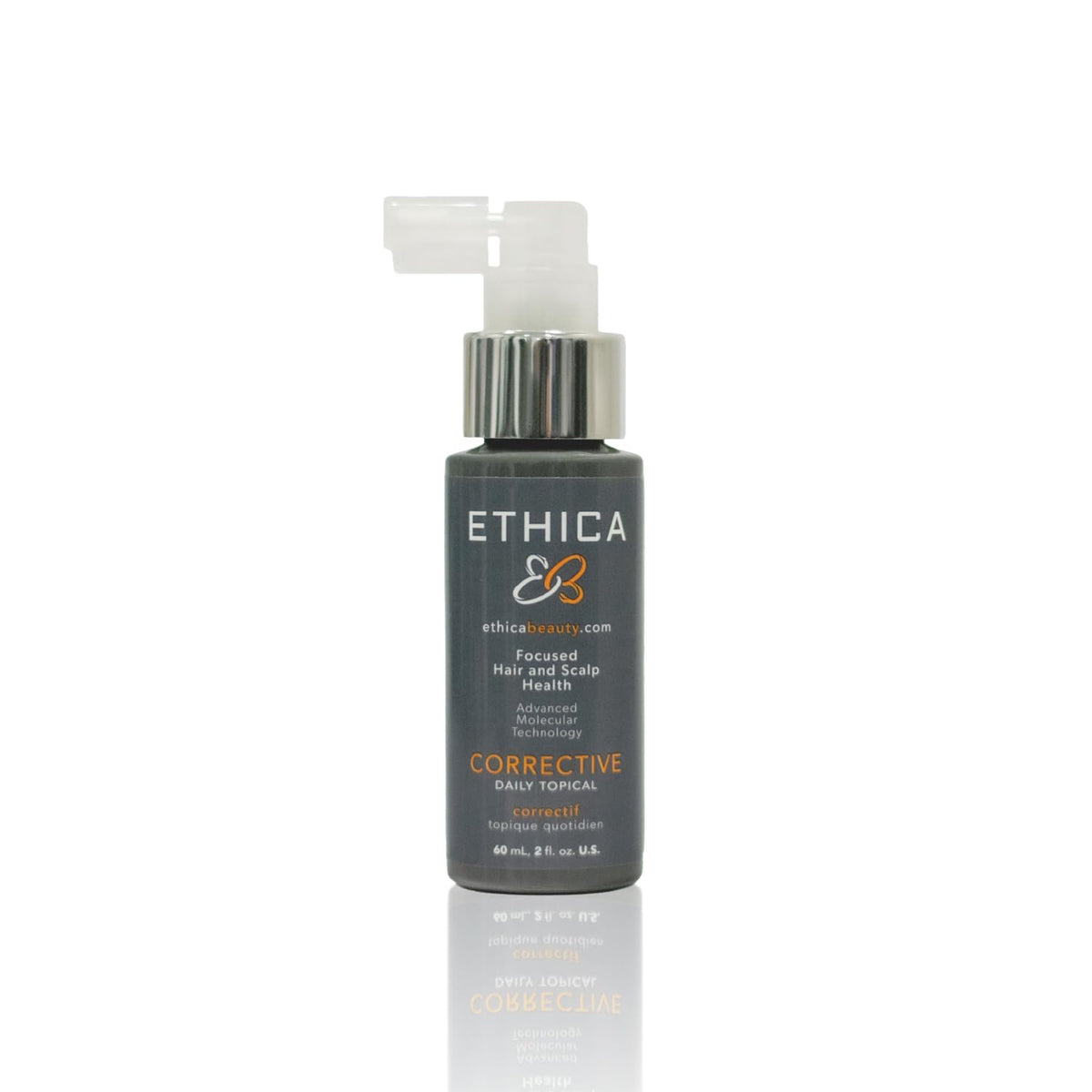 Ethica Beauty Corrective daily leave-in application on scalp for easy conditioning.