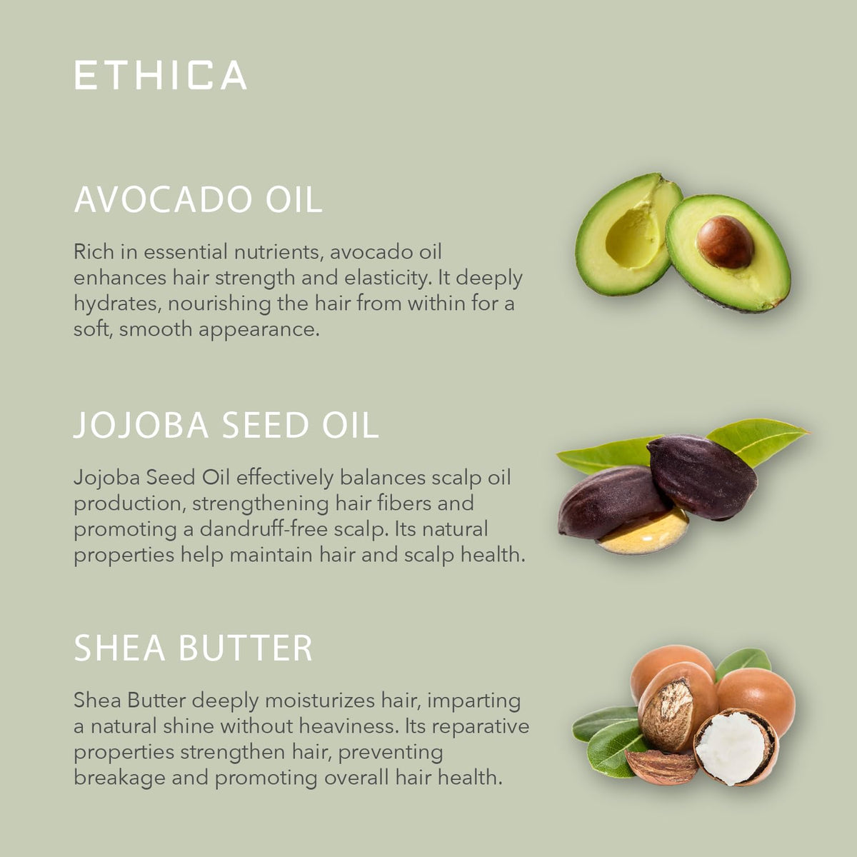 Ethica Beauty Professional Conditioner close-up on hair strands showing moisture and shine.