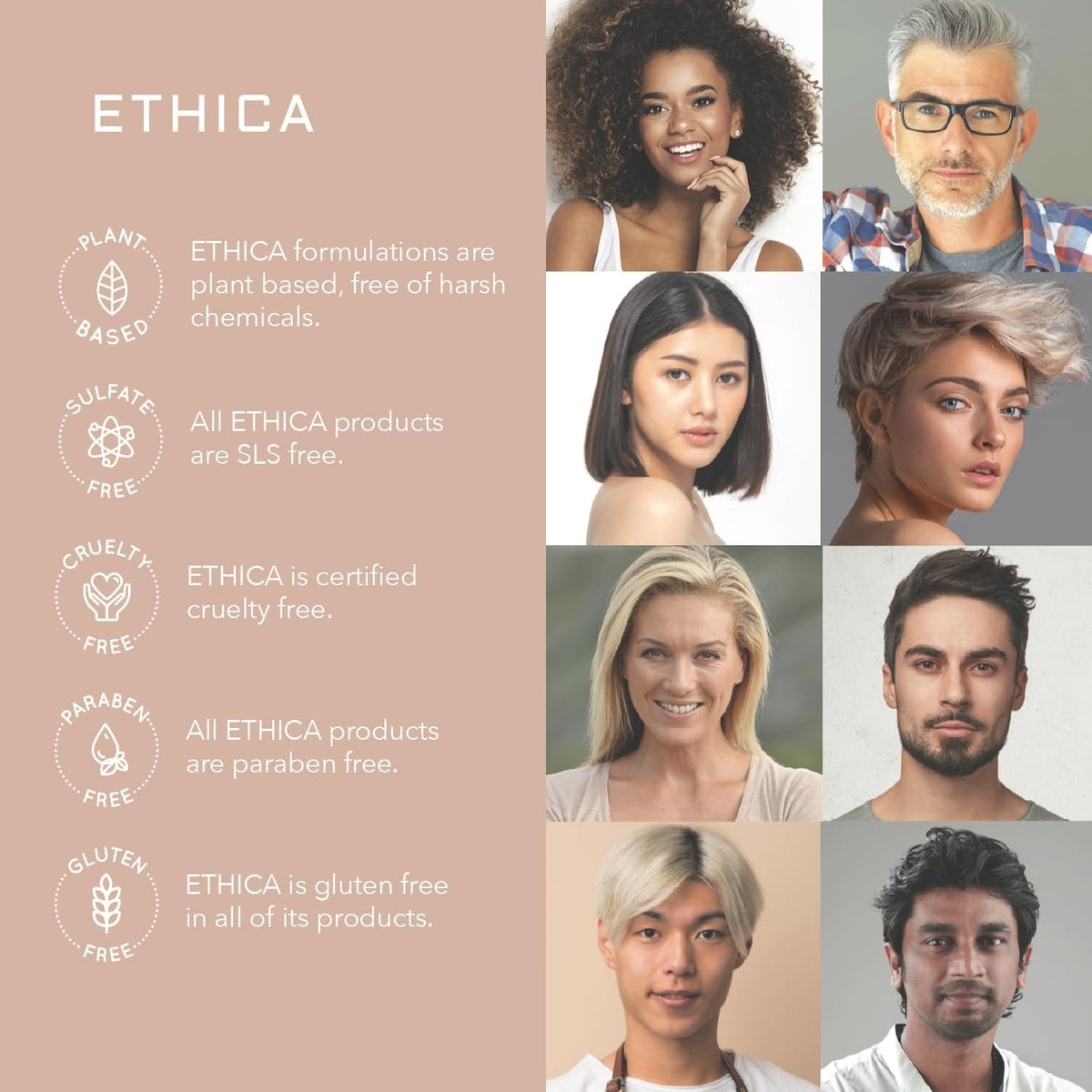 Ethica Beauty hair strands close-up showing volume and natural shine.