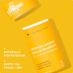 Ethique Tropical Mango underarm application demonstrating smooth glide and quick absorption.