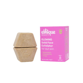 Ethique Glowing solid exfoliator bar closeup texture invites a gentle scrub