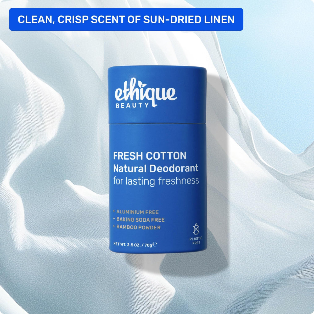 Ethique natural formula with zinc oxide helps odor control.