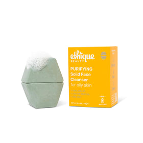 Ethique Purifying solid cleanser bars arranged for oily skin, ready for use