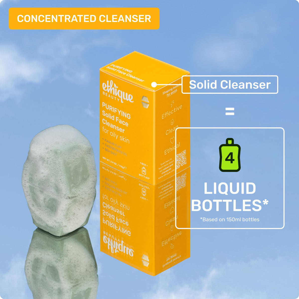 Castor oil and sweet orange oil seen on Ethique Purifying bar