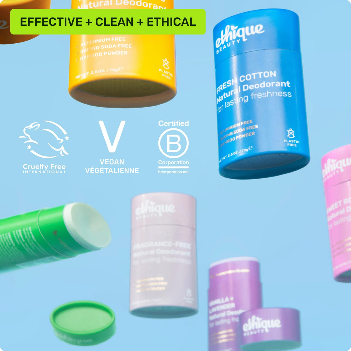 Ethique unisex deodorant suitable for men and women.