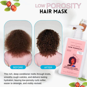 Ethnic Gals Low Porosity Hair Mask ingredients with Shea butter and Argan oil for nourishment