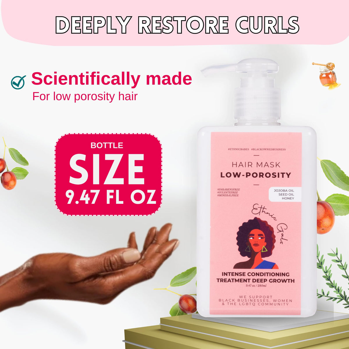 Hair after Ethnic Gals mask showing improved texture and reduced frizz