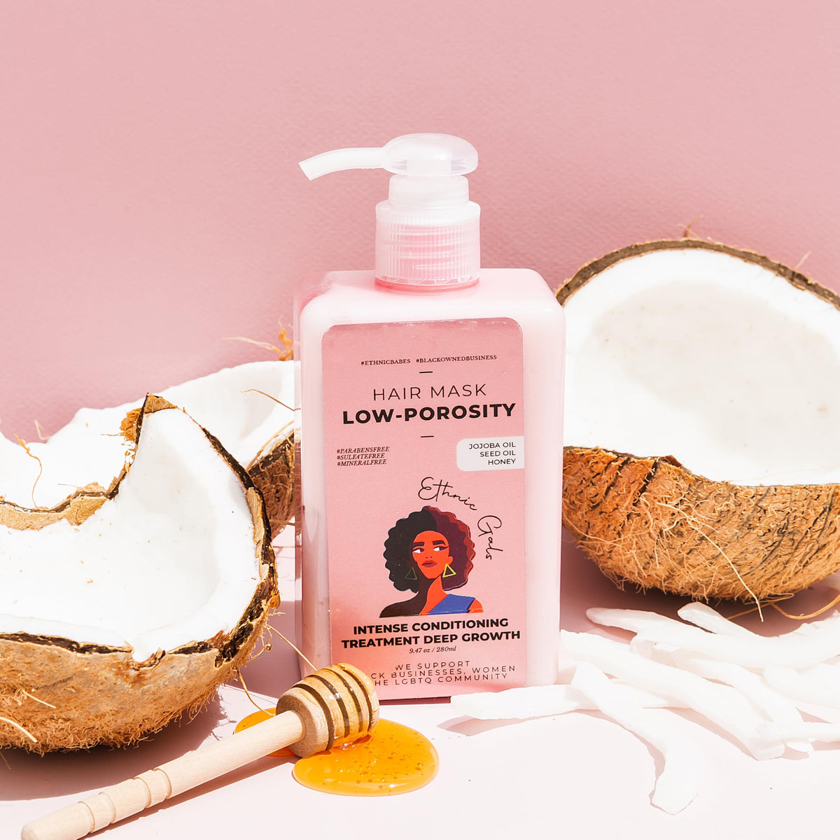 Ethnic Gals Low Porosity Hair Mask smooth application on dry curl strands