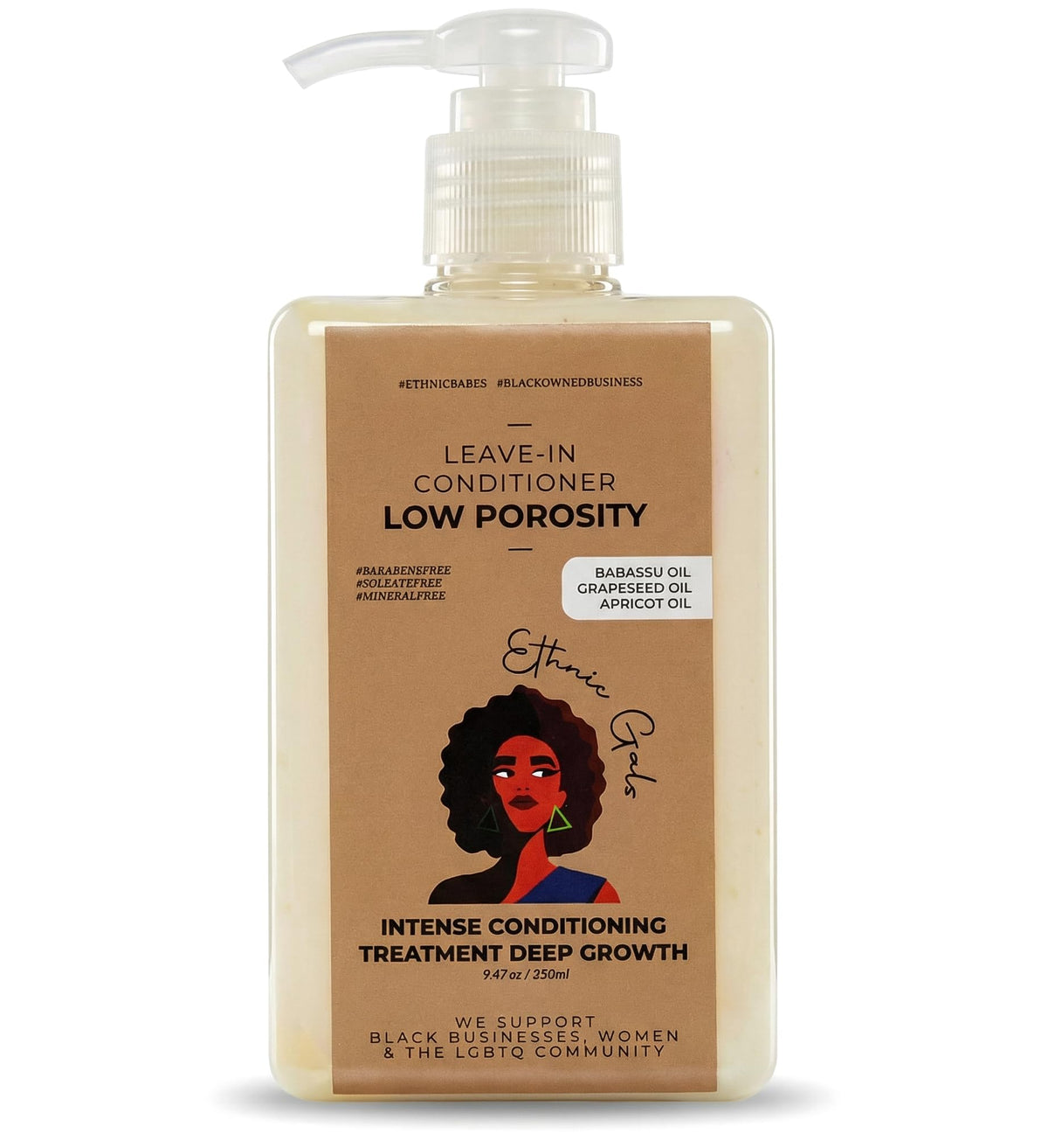 Ethnic Gals Low Porosity Leave-In Bottle Pour for curly natural hair hydration
