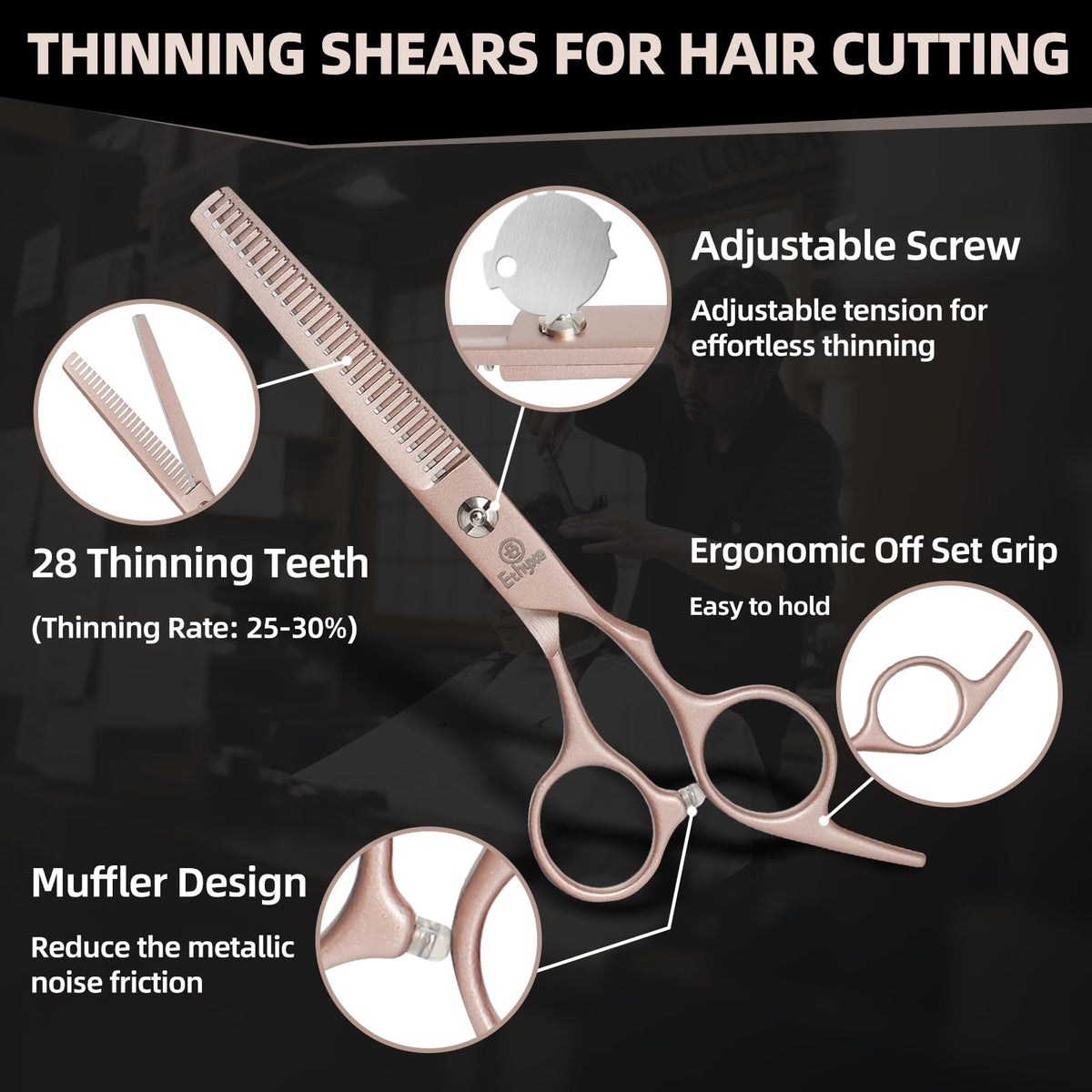 Adjustable diamond tension screw detail enabling smooth precision.