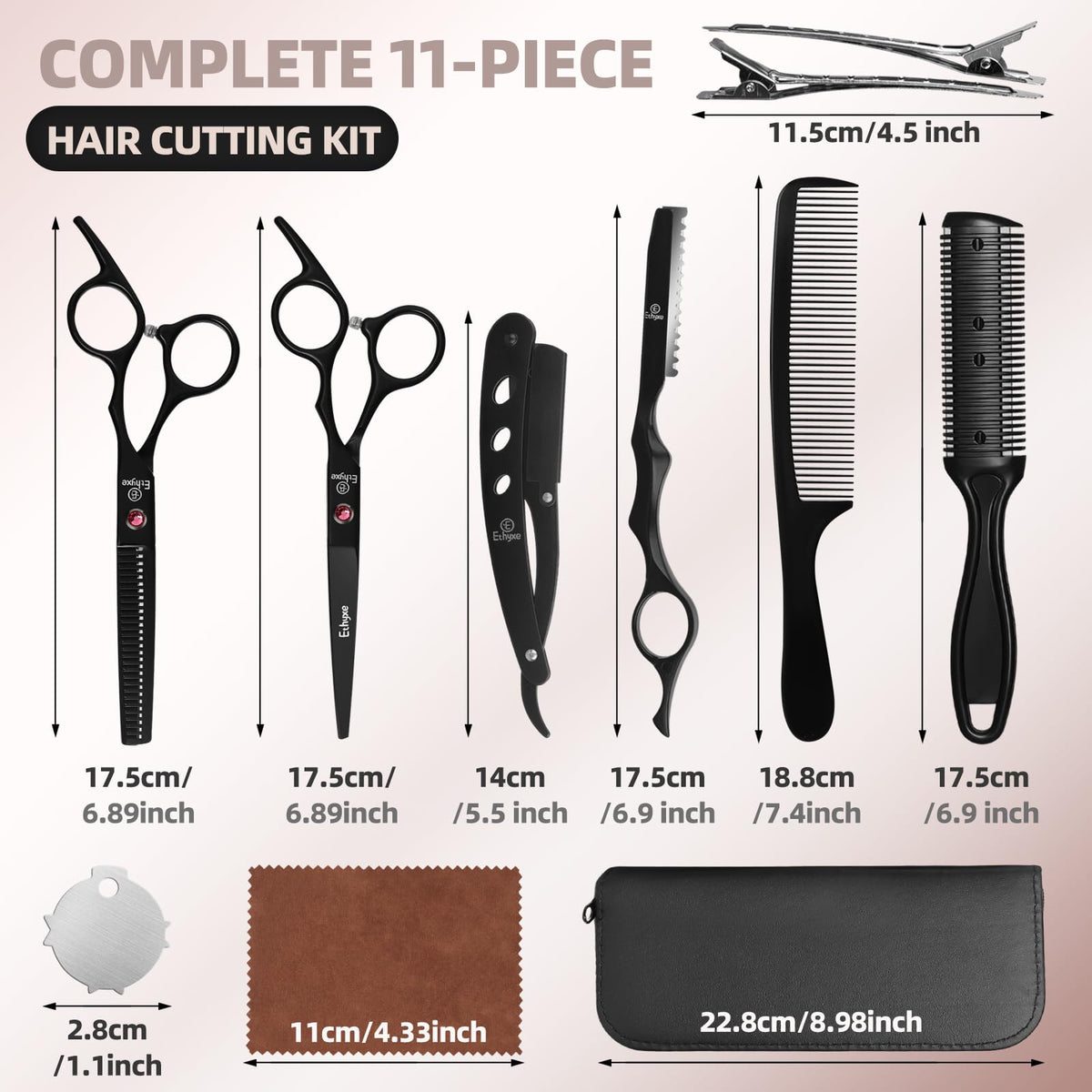 Ethyxe razor-sharp blades for clean, effortless trims