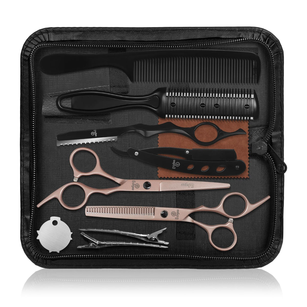 Ethyxe rose gold hair cutting scissors front view for precise trimming.