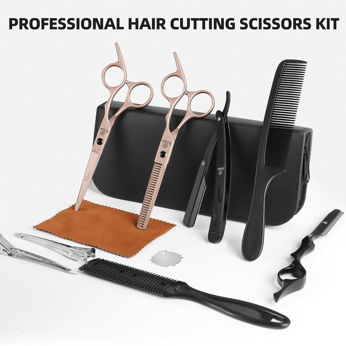 Ethyxe thinning shears close-up showing blade control for texture.