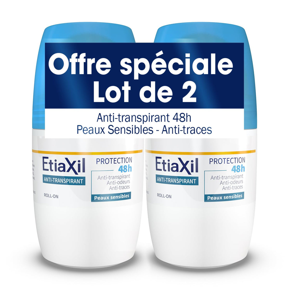 Etiaxil roll-on bottle 50ml for all-day freshness.