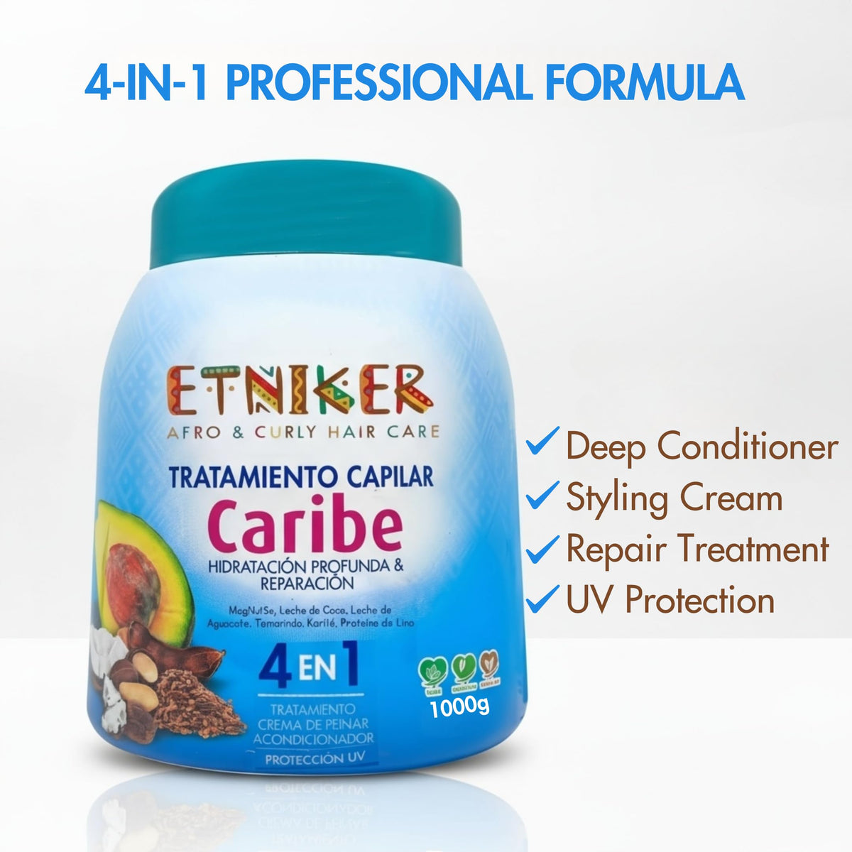 ETNIKER Caribe curls 2B-3C defined and frizz-controlled after application.
