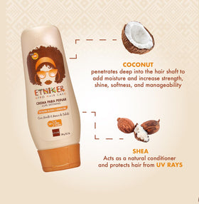 ETNIKER Curl Defining Styling Cream close-up reveals defined curls and glossy finish.