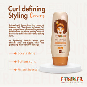 ETNIKER Curl Defining Styling Cream adds natural shine to waves.